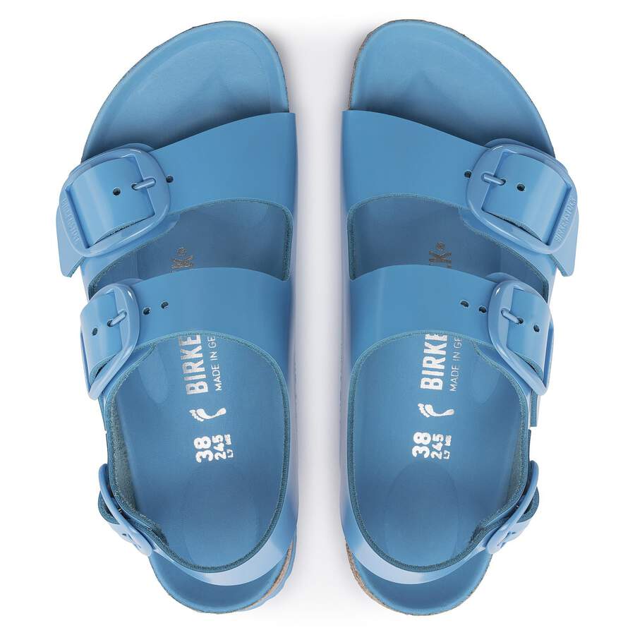 Milano Big Buckle Natural Leather Patent - High Shine Sky Blue