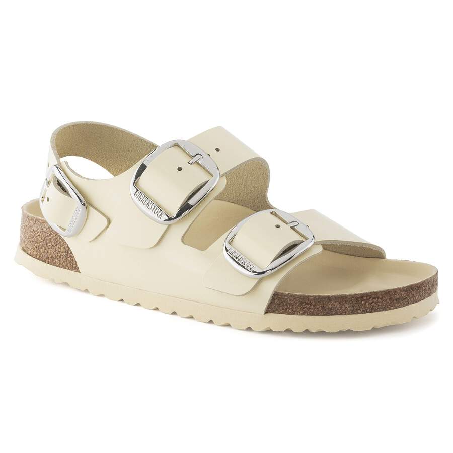 Milano Big Buckle Natural Leather Patent - High Shine Butter