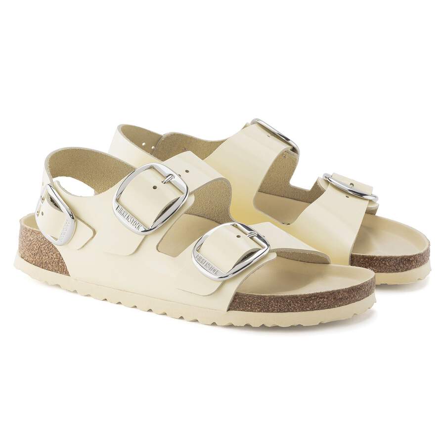 Milano Big Buckle Natural Leather Patent - High Shine Butter