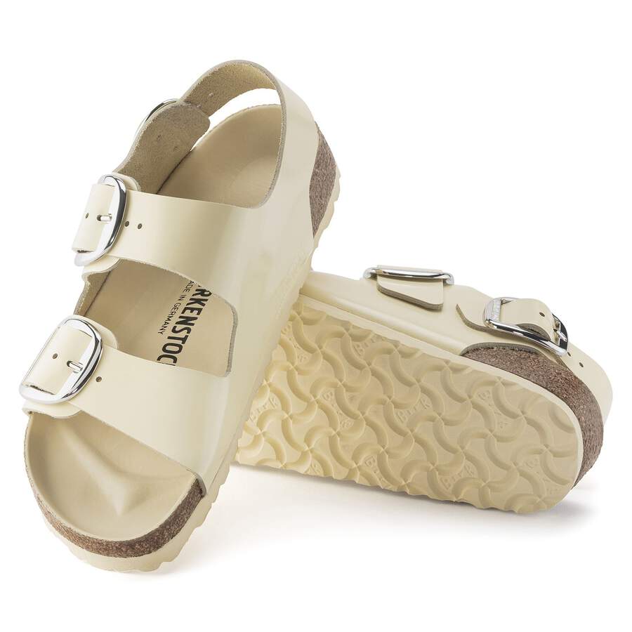 Milano Big Buckle Natural Leather Patent - High Shine Butter