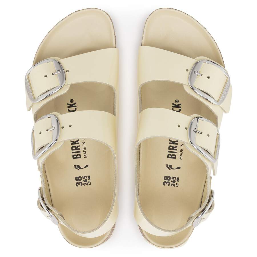 Milano Big Buckle Natural Leather Patent - High Shine Butter