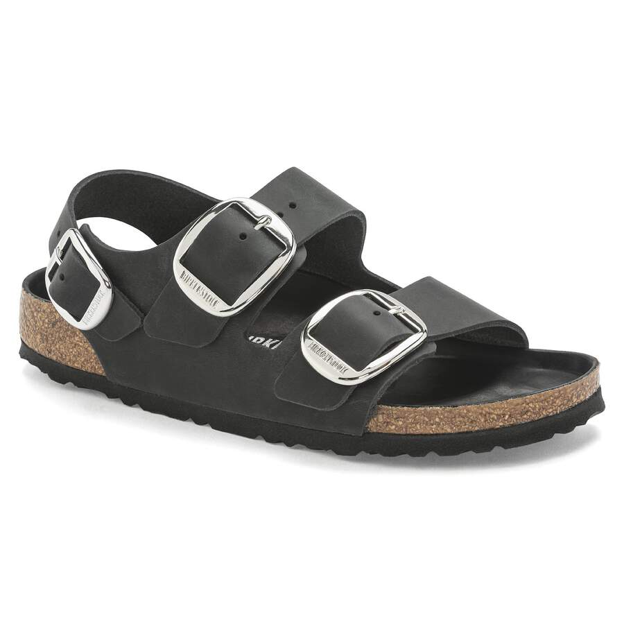 Milano Big Buckle Natural Leather Oiled - Black