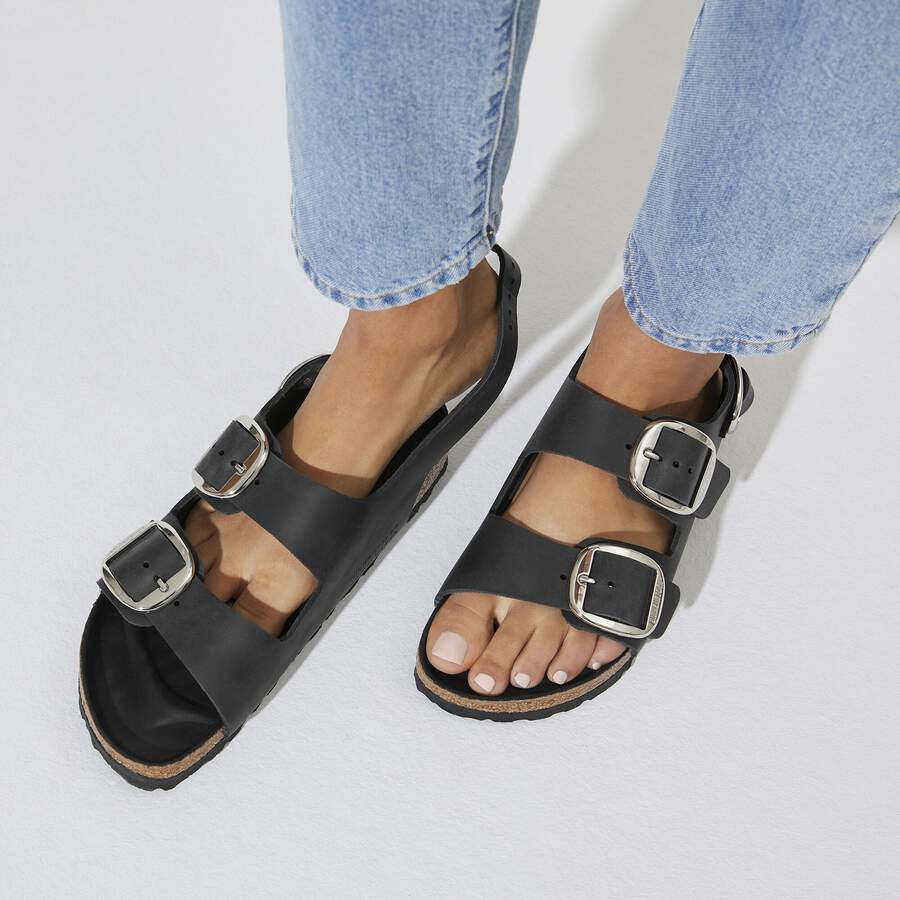 Milano Big Buckle Natural Leather Oiled - Black