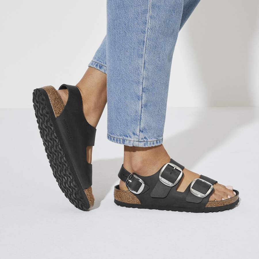 Milano Big Buckle Natural Leather Oiled - Black