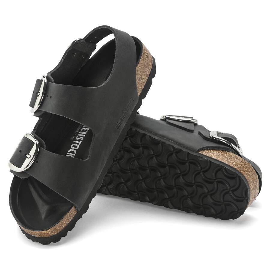 Milano Big Buckle Natural Leather Oiled - Black
