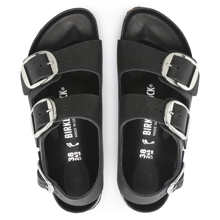 Milano Big Buckle Natural Leather Oiled - Black