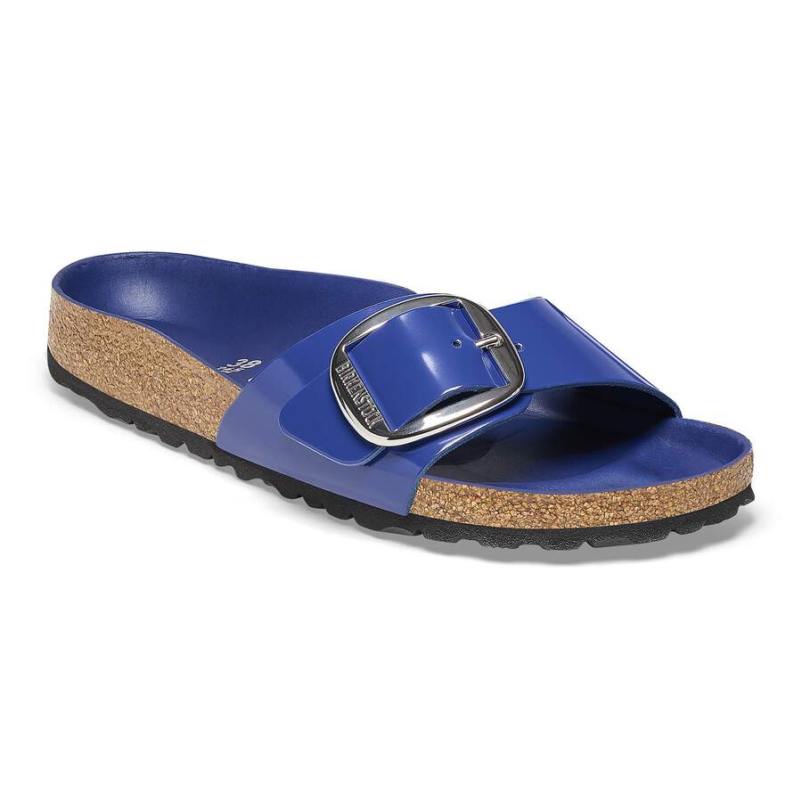 Madrid Big Buckle Natural Leather Patent - High-Shine Cobalt