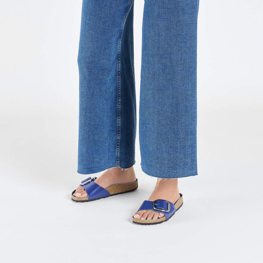 Madrid Big Buckle Natural Leather Patent - High-Shine Cobalt