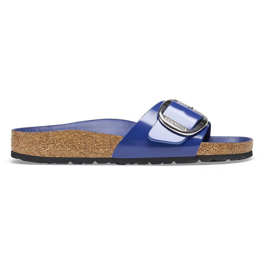 Madrid Big Buckle Natural Leather Patent - High-Shine Cobalt