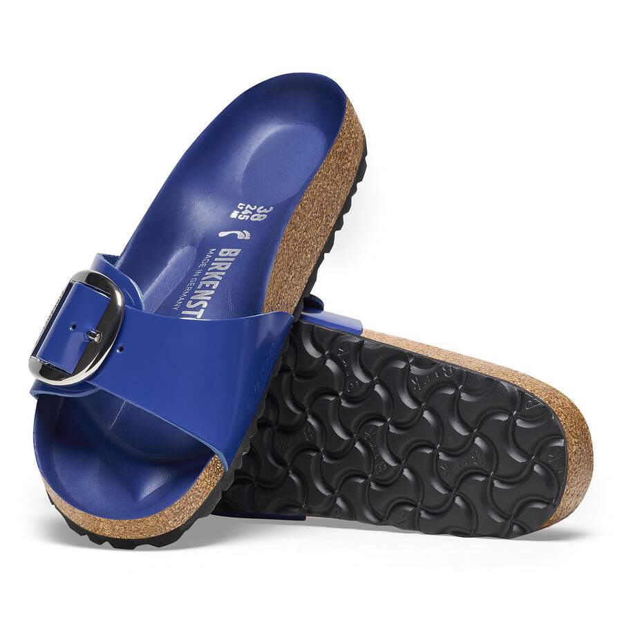 Madrid Big Buckle Natural Leather Patent - High-Shine Cobalt