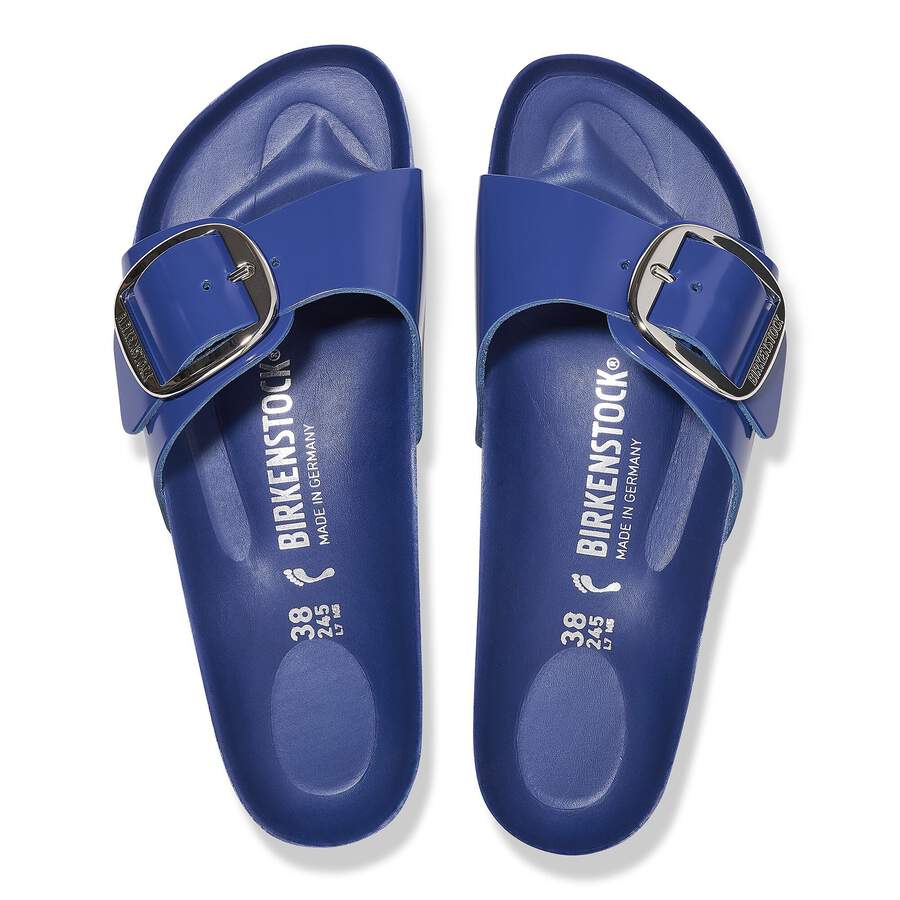 Madrid Big Buckle Natural Leather Patent - High-Shine Cobalt