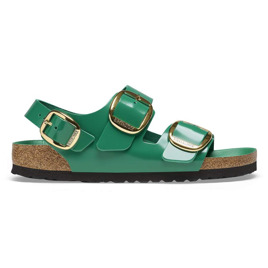 Milano Big Buckle Natural Leather Patent - High Shine Digital Green