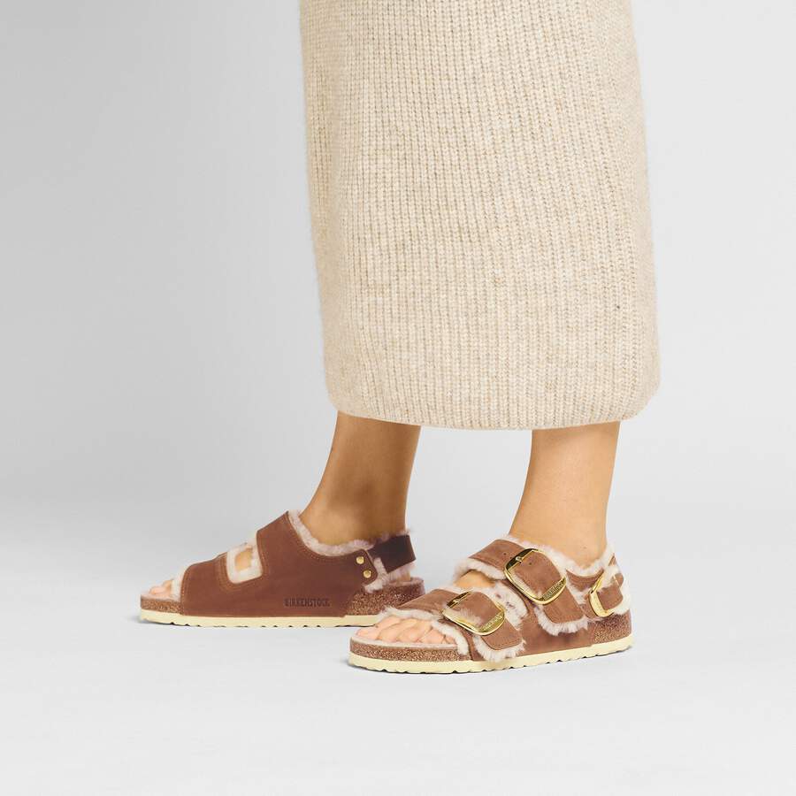 Milano Big Buckle Shearling Natural Leather Oiled - Cognac
