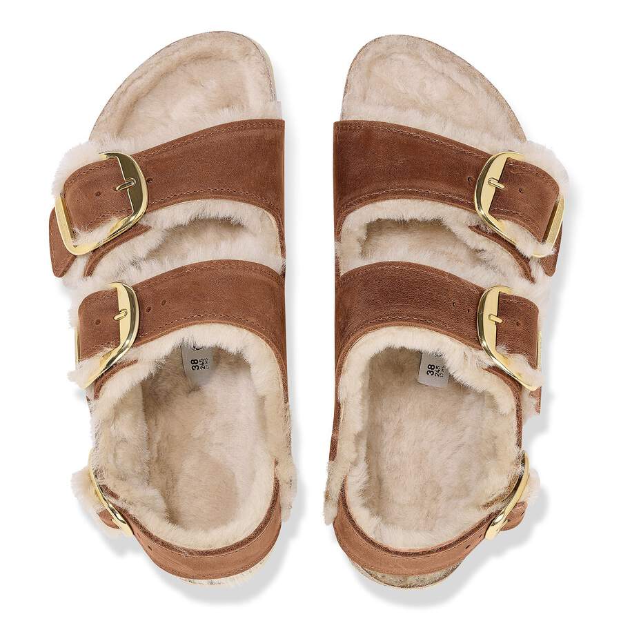 Milano Big Buckle Shearling Natural Leather Oiled - Cognac