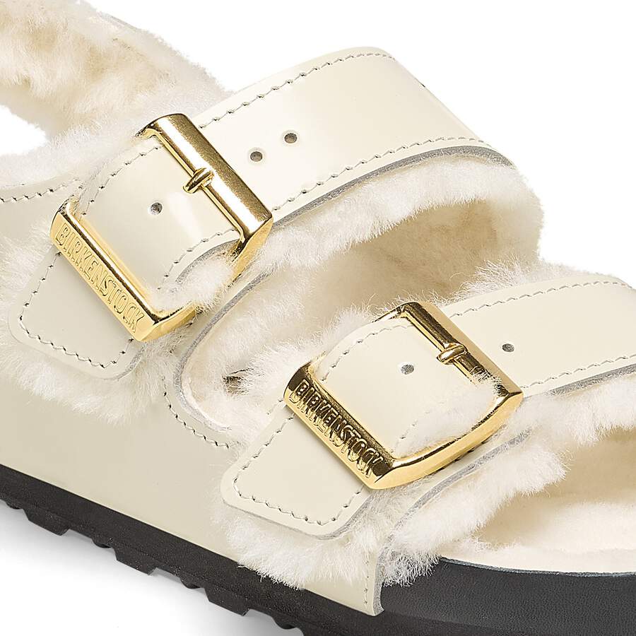 Milano Shearling Natural Leather/Fur - High Shine Ecru