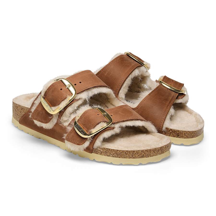 Arizona Big Buckle Shearling Natural Leather Oiled - Cognac