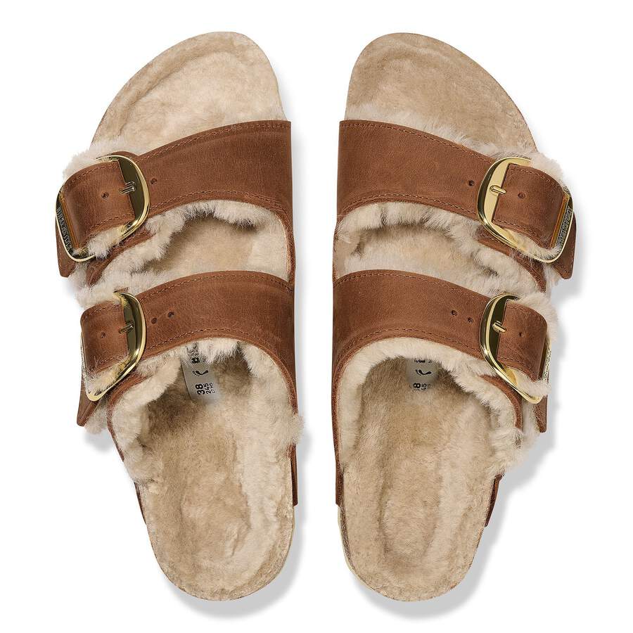 Arizona Big Buckle Shearling Natural Leather Oiled - Cognac