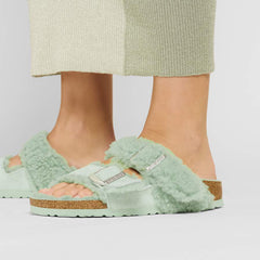 Arizona Teddy Split Suede Leather/Fur - Matcha