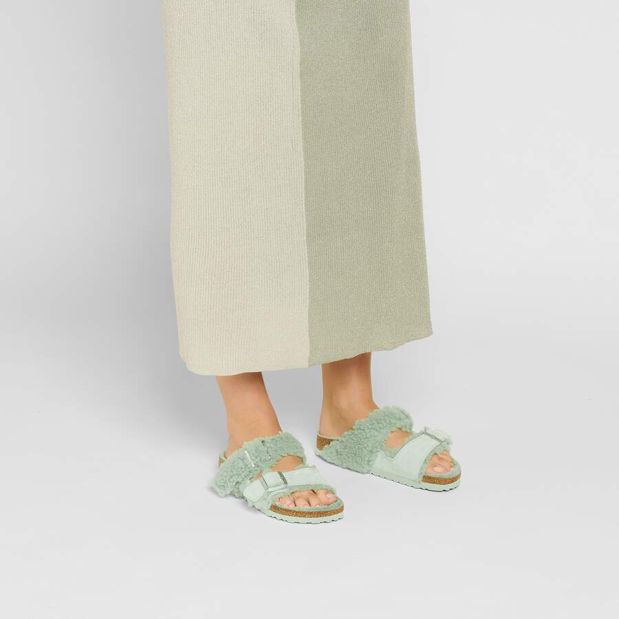 Arizona Teddy Split Suede Leather/Fur - Matcha