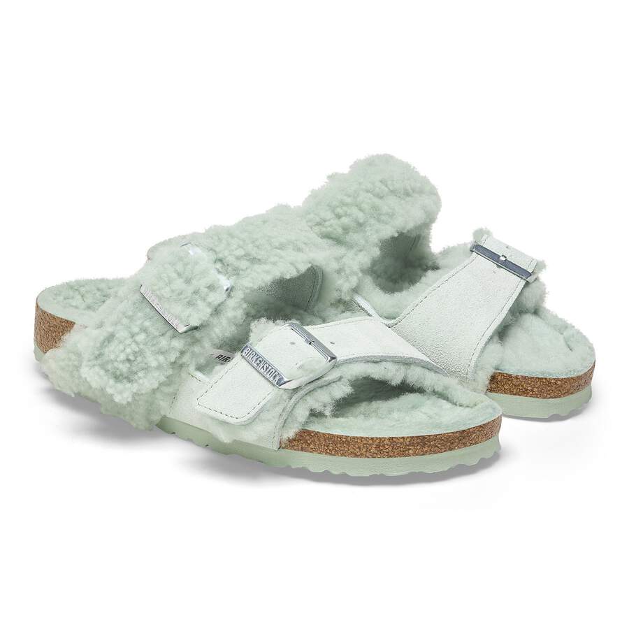 Arizona Teddy Split Suede Leather/Fur - Matcha