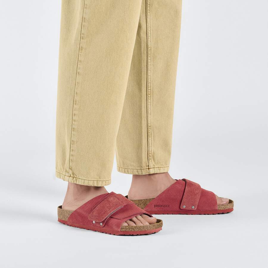 Kyoto Suede Leather Embossed - Corduroy Sienna Red