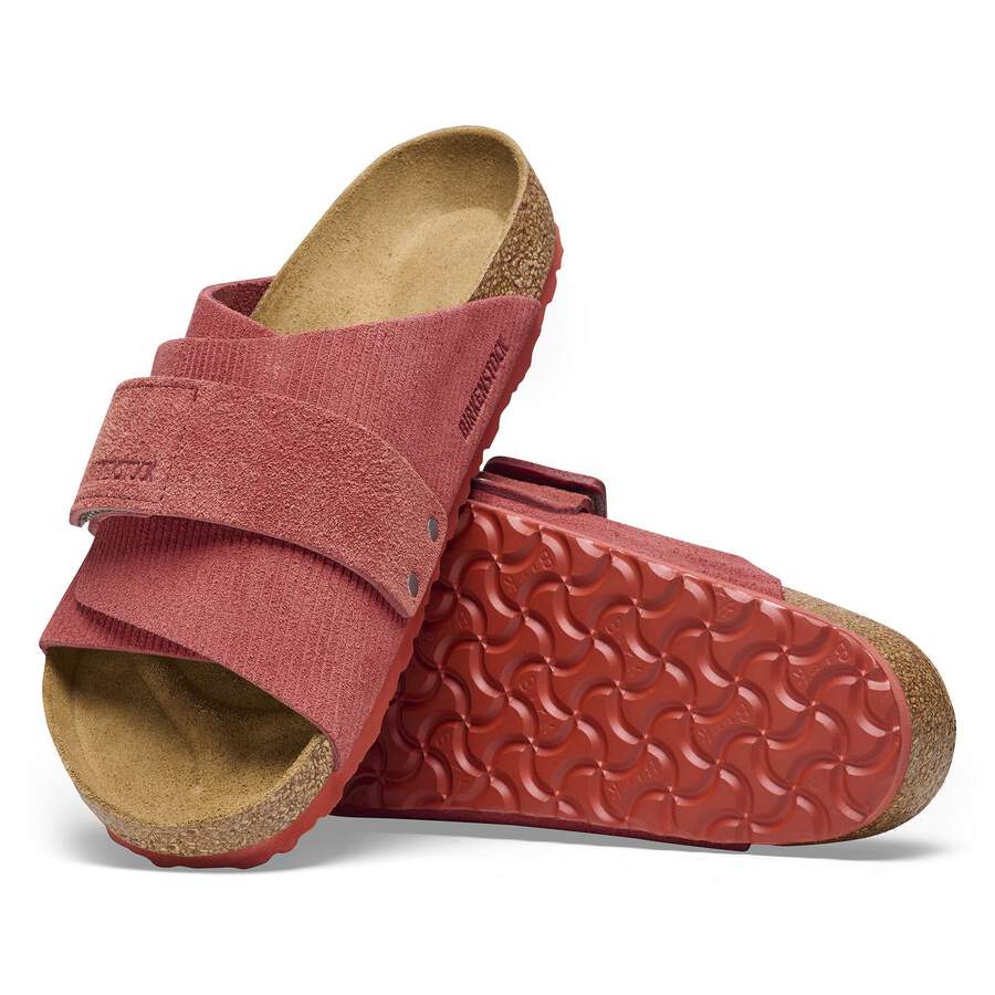 Kyoto Suede Leather Embossed - Corduroy Sienna Red