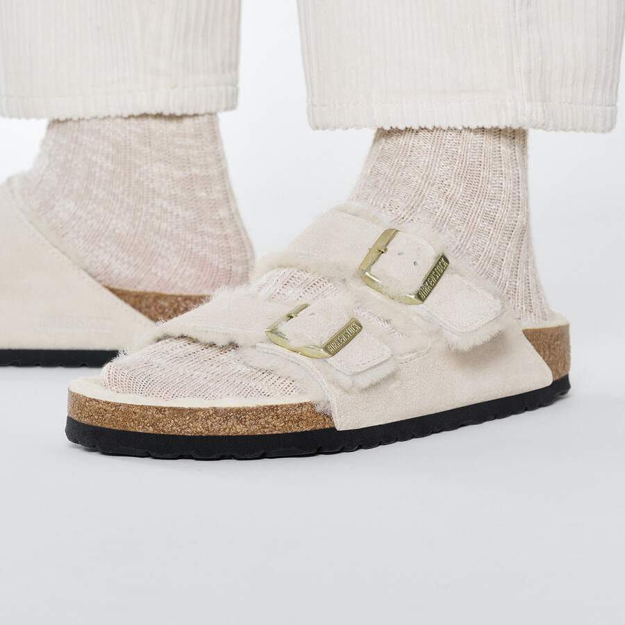 Arizona Shearling Suede Leather/Fur - Antique White