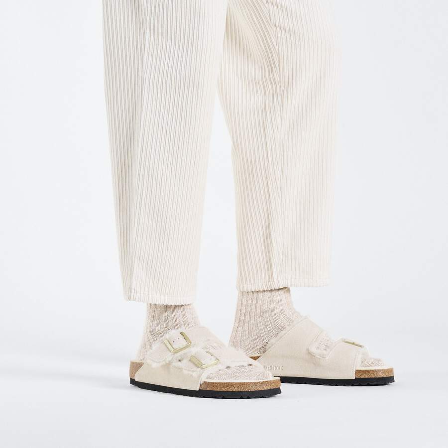Arizona Shearling Suede Leather/Fur - Antique White