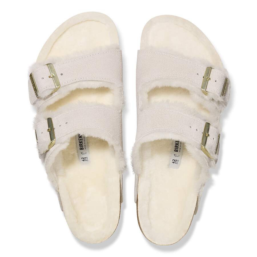 Arizona Shearling Suede Leather/Fur - Antique White