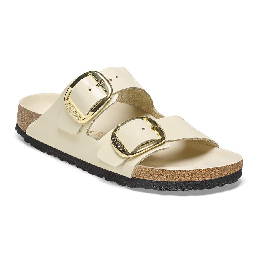Arizona Big Buckle Natural Leather Patent - High Shine Ecru