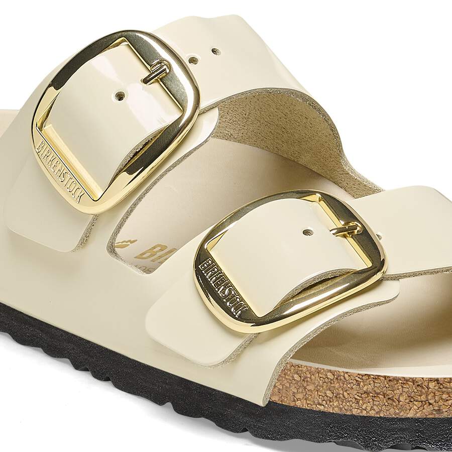 Arizona Big Buckle Natural Leather Patent - High Shine Ecru