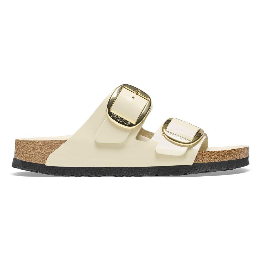 Arizona Big Buckle Natural Leather Patent - High Shine Ecru