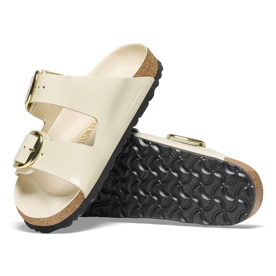 Arizona Big Buckle Natural Leather Patent - High Shine Ecru