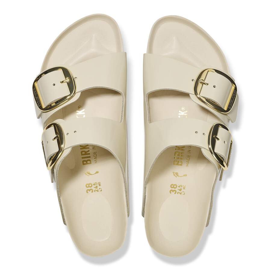 Arizona Big Buckle Natural Leather Patent - High Shine Ecru
