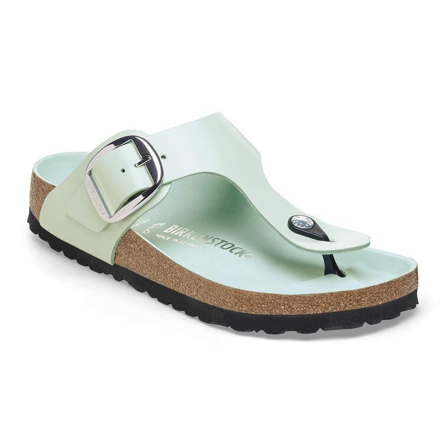 Gizeh Big Buckle Natural Leather Patent - High Shine Surf Green