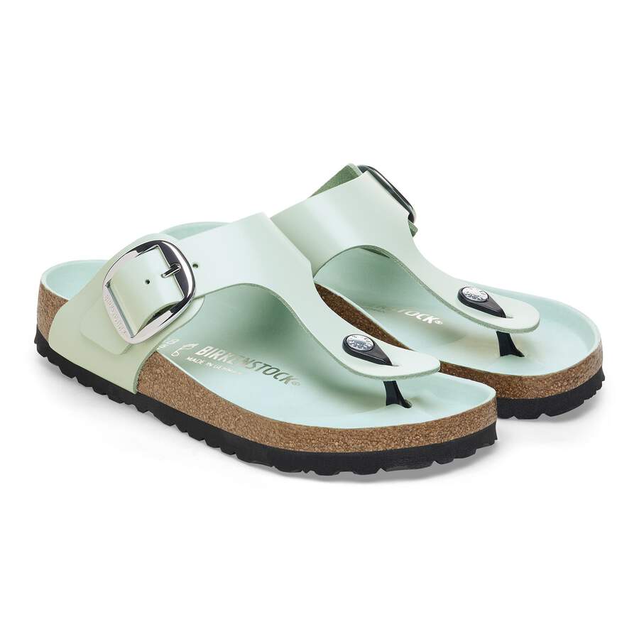 Gizeh Big Buckle Natural Leather Patent - High Shine Surf Green