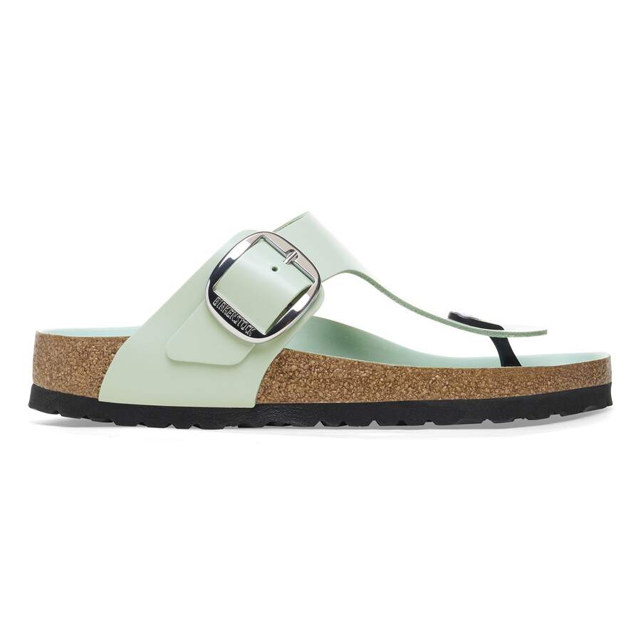 Gizeh Big Buckle Natural Leather Patent - High Shine Surf Green