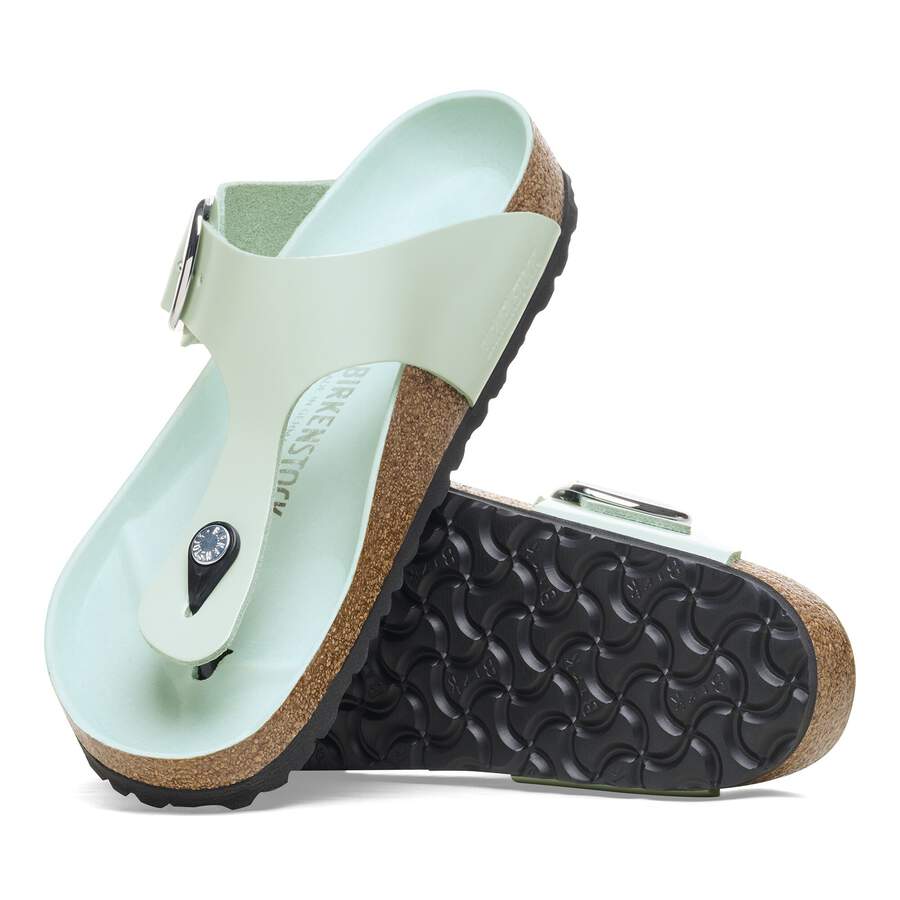 Gizeh Big Buckle Natural Leather Patent - High Shine Surf Green