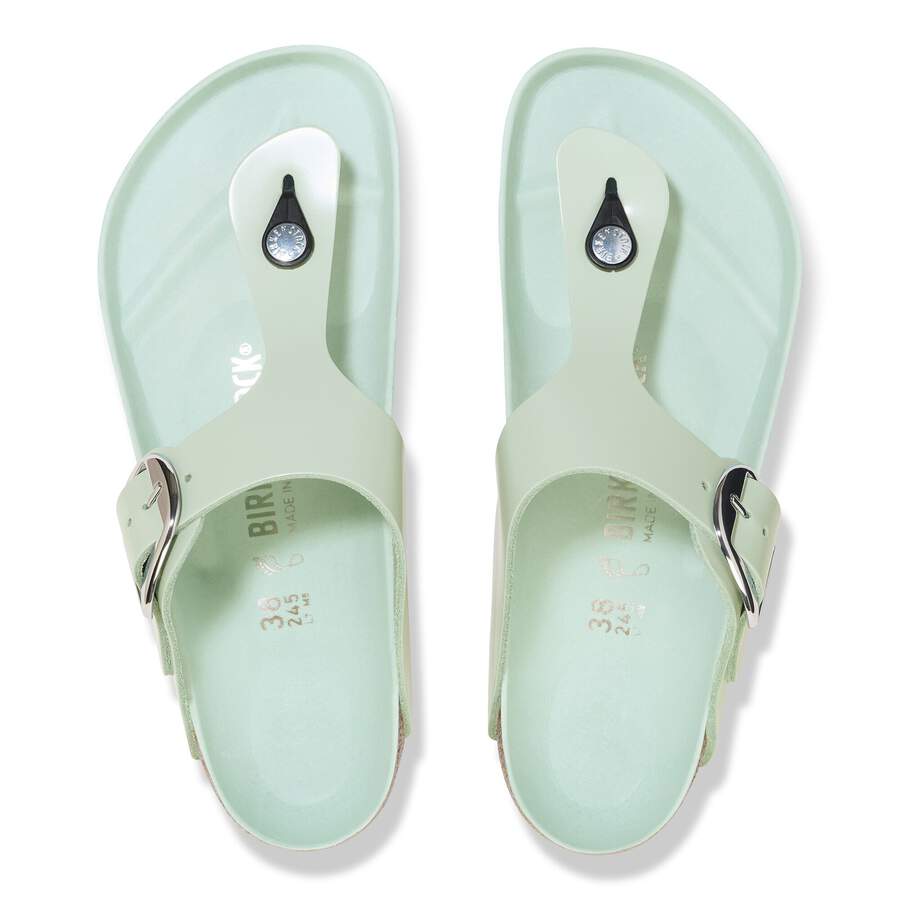 Gizeh Big Buckle Natural Leather Patent - High Shine Surf Green