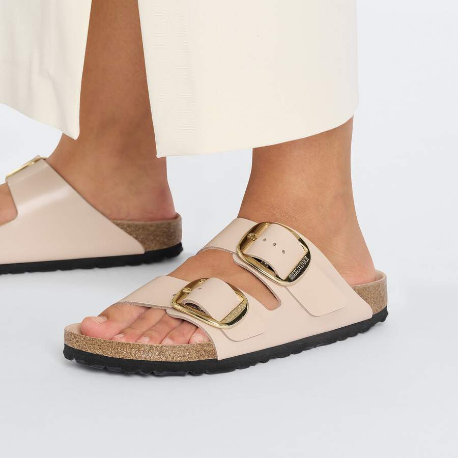 Arizona Big Buckle Natural Leather Patent - High Shine New Beige