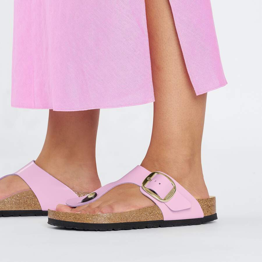 Gizeh Big Buckle Natural Leather Patent - High Shine Fondant Pink