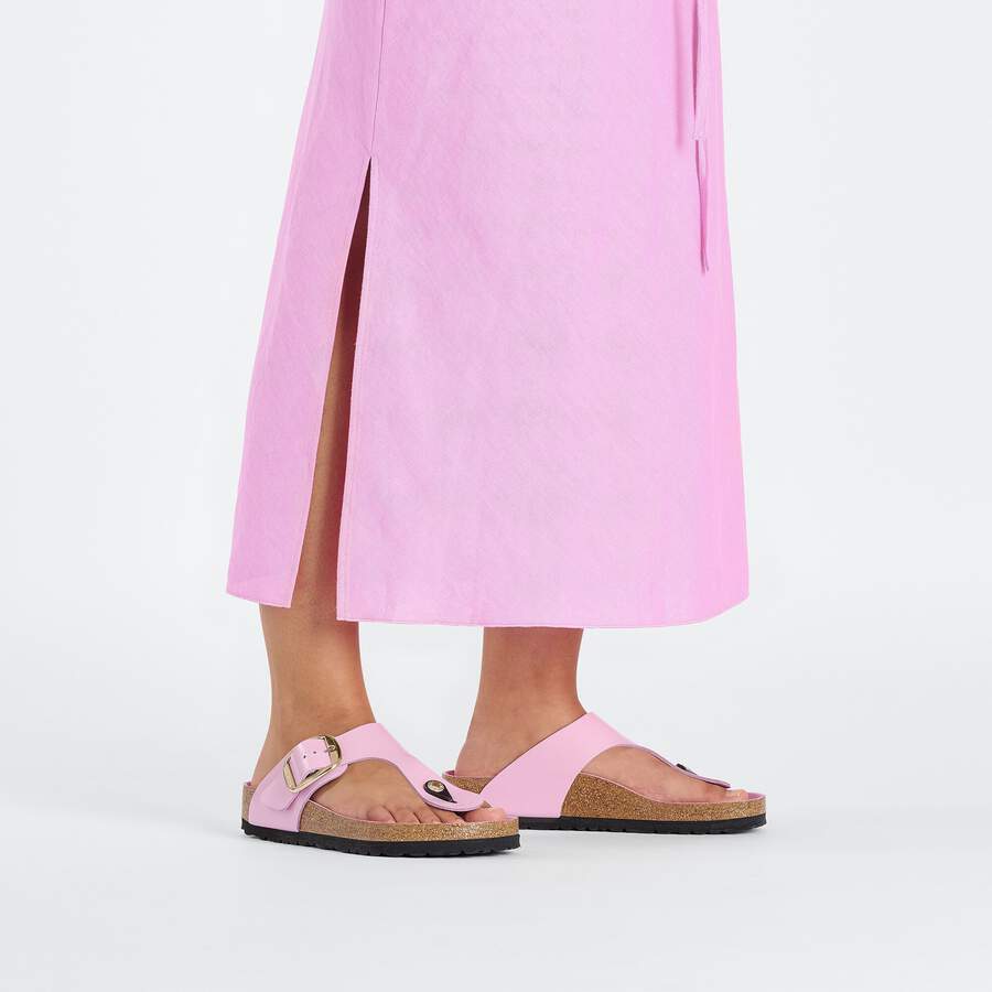 Gizeh Big Buckle Natural Leather Patent - High Shine Fondant Pink