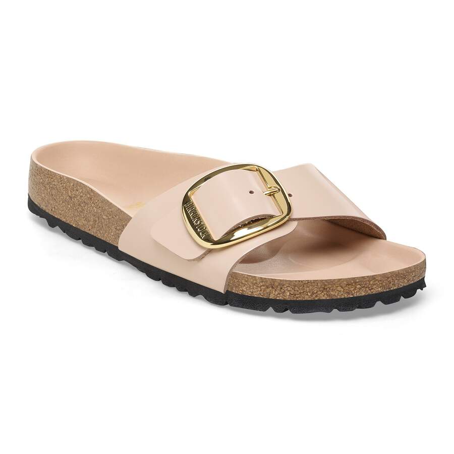 Madrid Big Buckle Natural Leather Patent - High Shine New Beige