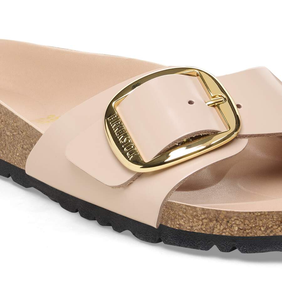 Madrid Big Buckle Natural Leather Patent - High Shine New Beige