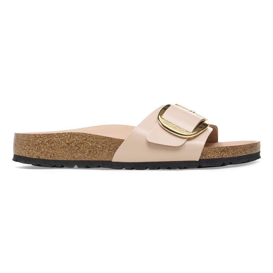 Madrid Big Buckle Natural Leather Patent - High Shine New Beige