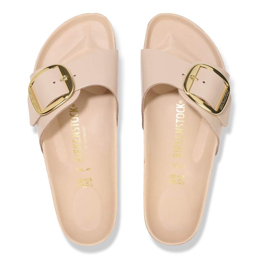 Madrid Big Buckle Natural Leather Patent - High Shine New Beige