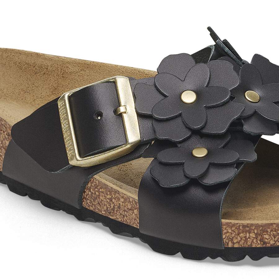 Siena Flower Embellishment Natural Leather - Black