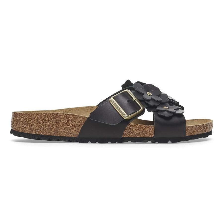 Siena Flower Embellishment Natural Leather - Black
