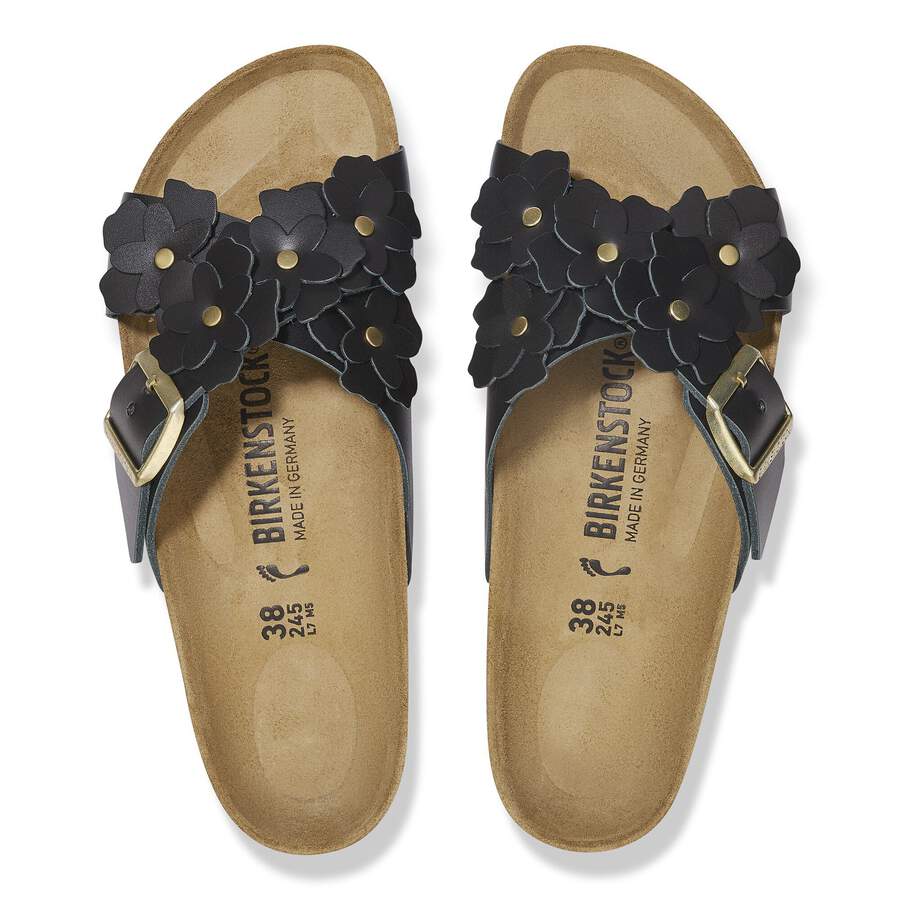 Siena Flower Embellishment Natural Leather - Black