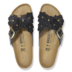 Siena Flower Embellishment Natural Leather - Black